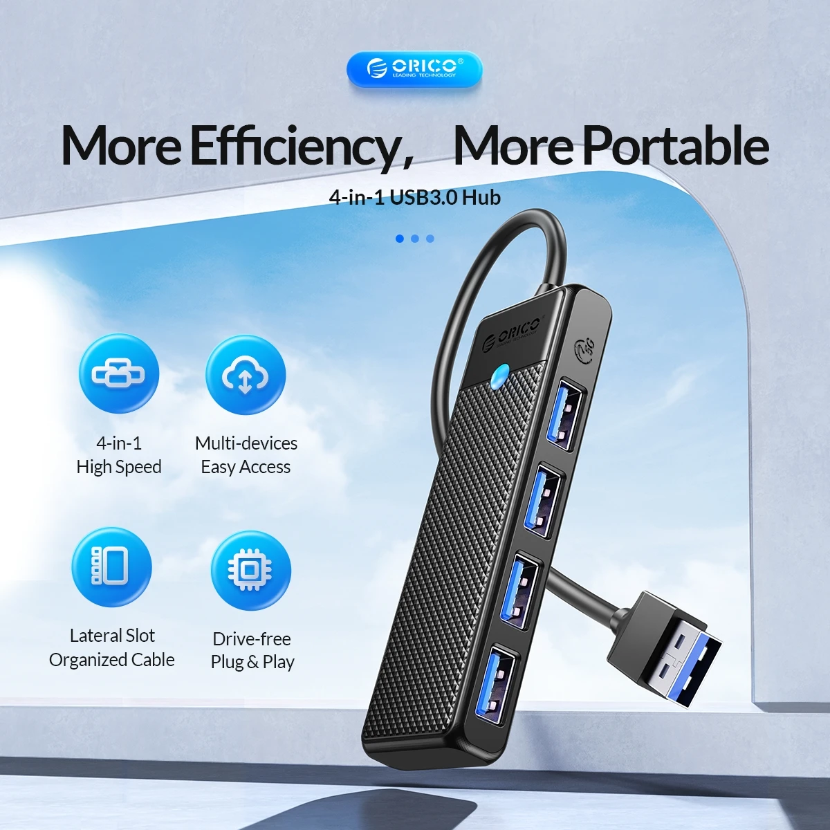 ORICO Type C HUB USB HUB 3.0 4-Port Splitter USB HUB Adapter Expansion Dock Ultra-Slim OTG Adapter For PC Computer Accessories
