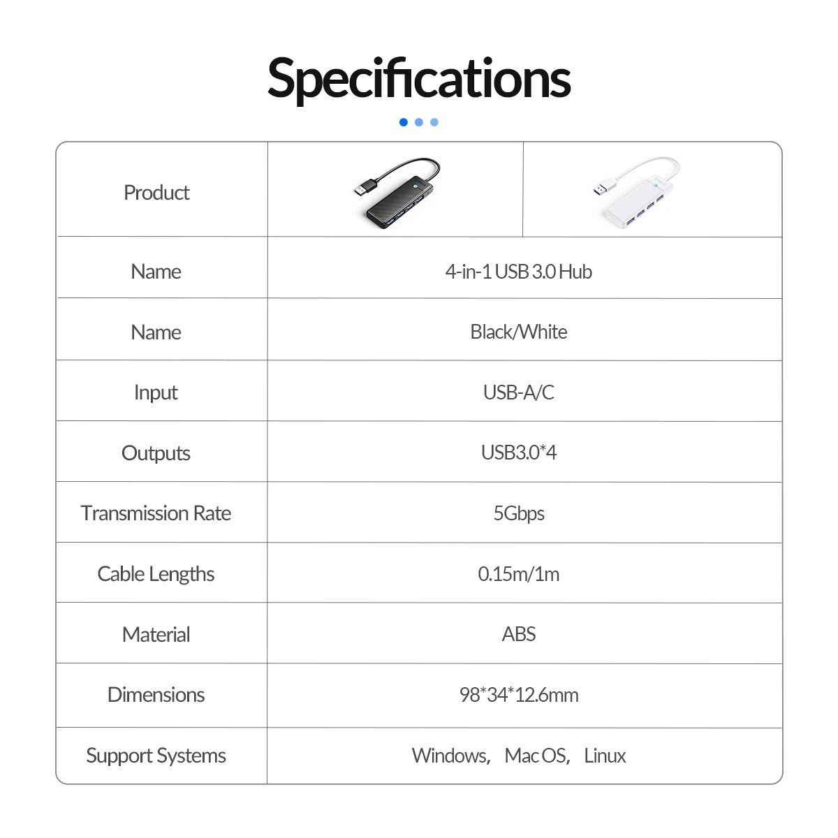 ORICO Type C HUB USB HUB 3.0 4-Port Splitter USB HUB Adapter Expansion Dock Ultra-Slim OTG Adapter For PC Computer Accessories