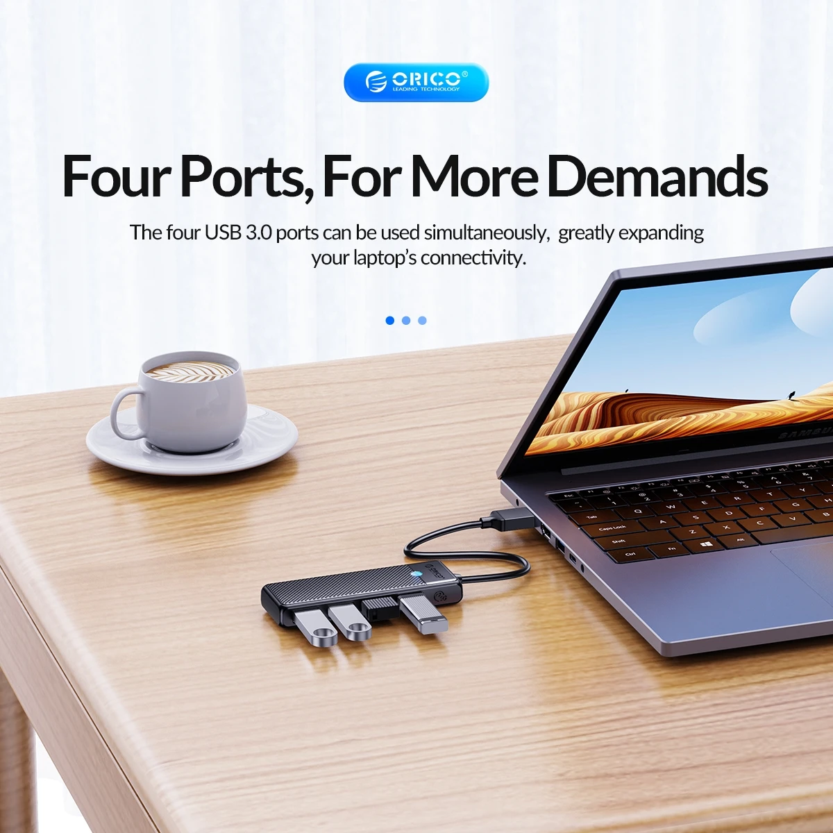 ORICO Type C HUB USB HUB 3.0 4-Port Splitter USB HUB Adapter Expansion Dock Ultra-Slim OTG Adapter For PC Computer Accessories