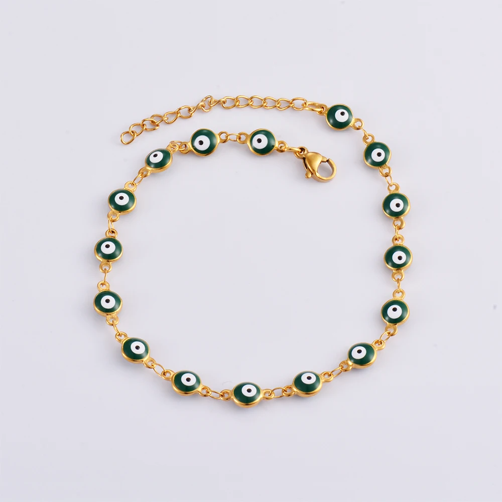Stainless Steel Bracelets Blue Red Evil Eye Enamel Bead Bracelet For Women Lucky Turkish Eye Jewelry Gifts