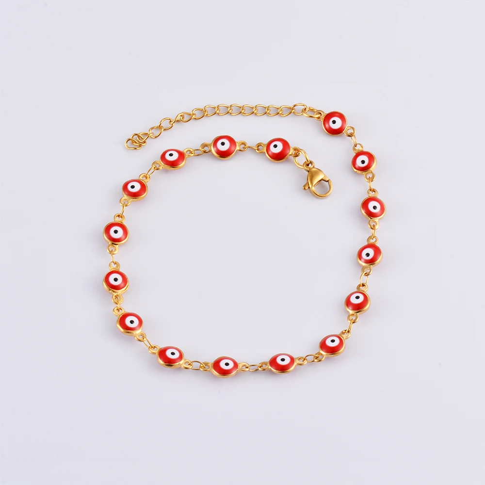 Stainless Steel Bracelets Blue Red Evil Eye Enamel Bead Bracelet For Women Lucky Turkish Eye Jewelry Gifts