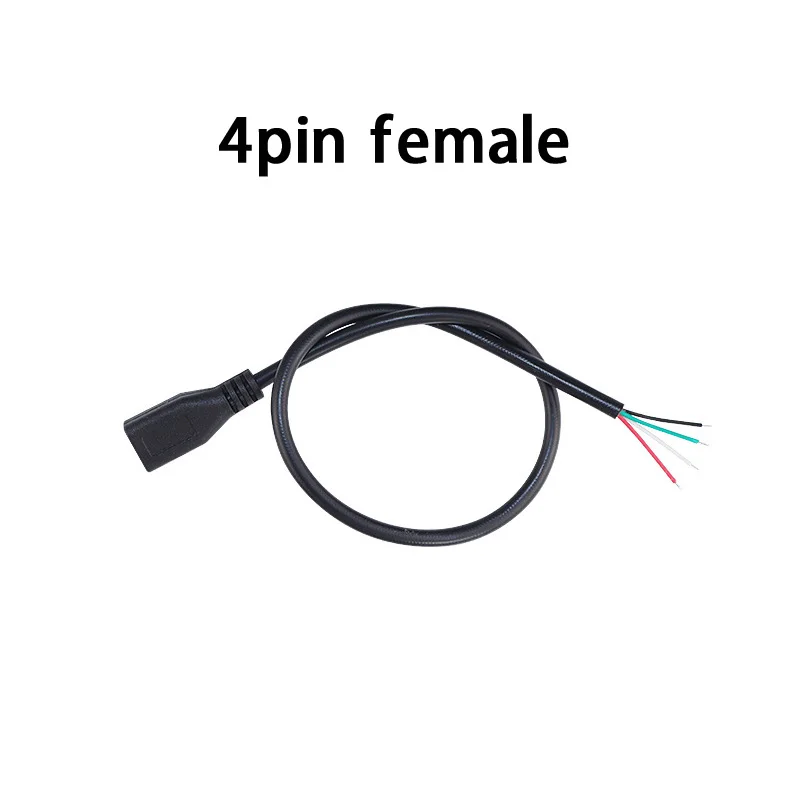 2Pin 4Pin Micro USB Male / Female to Open Wire 2 Core 4 Core Power Data Charging Wire Connector Cable