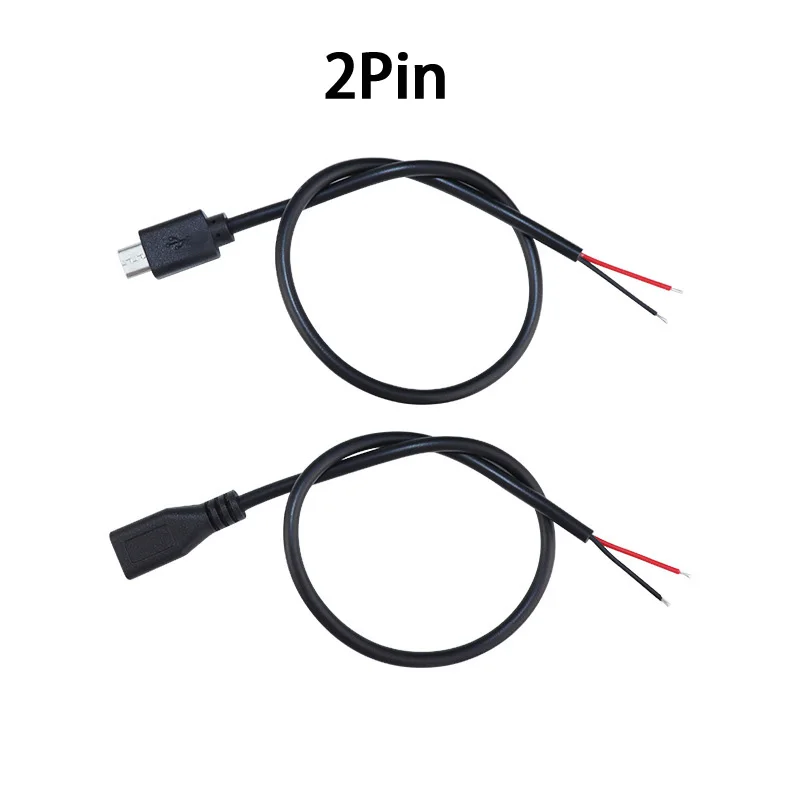 2Pin 4Pin Micro USB Male / Female to Open Wire 2 Core 4 Core Power Data Charging Wire Connector Cable
