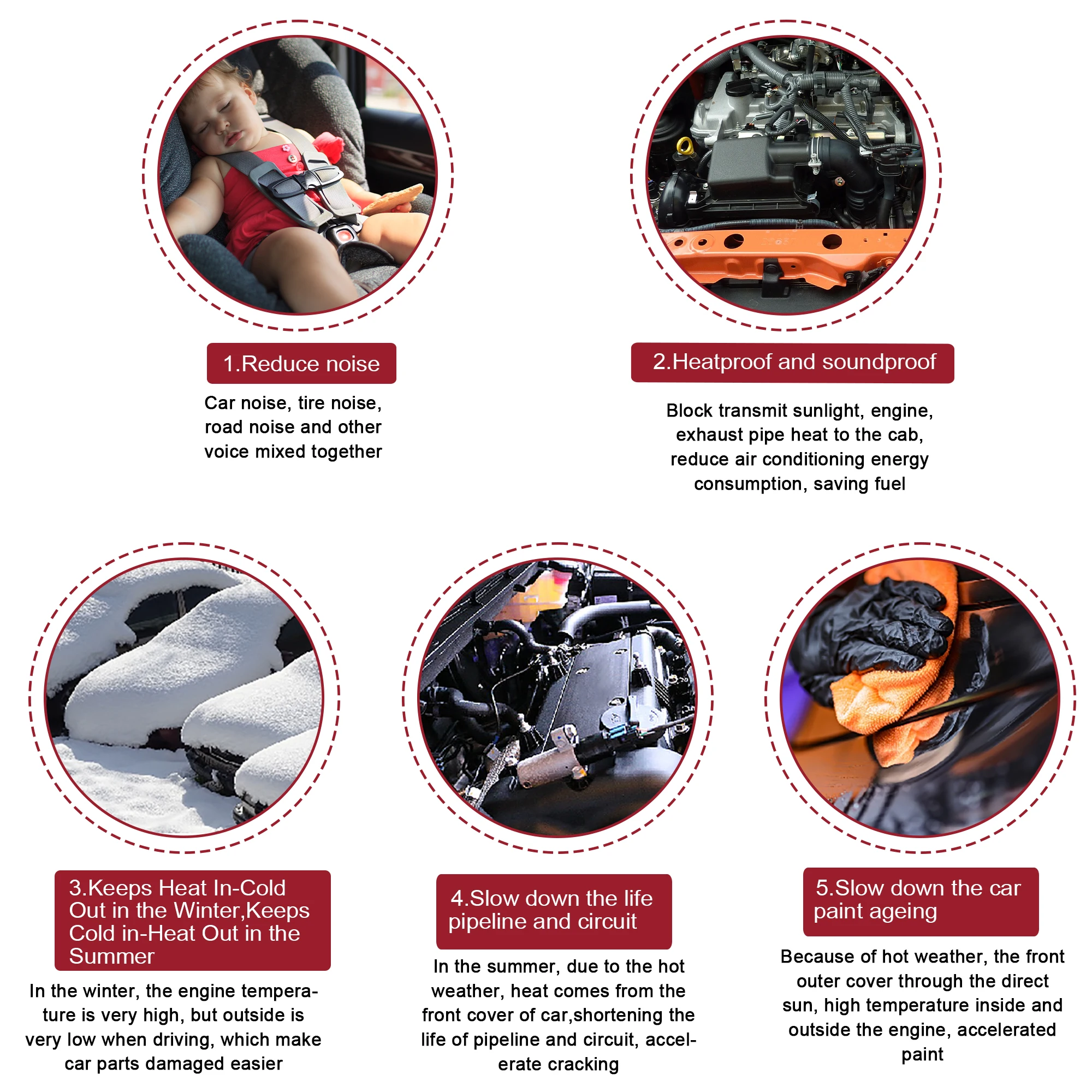 Uxcell Car Firewall Heat Sound Deadener Insulation Mat Aluminium Coating Cotton Self-adhesive Noise Insulation 5mm 10mm