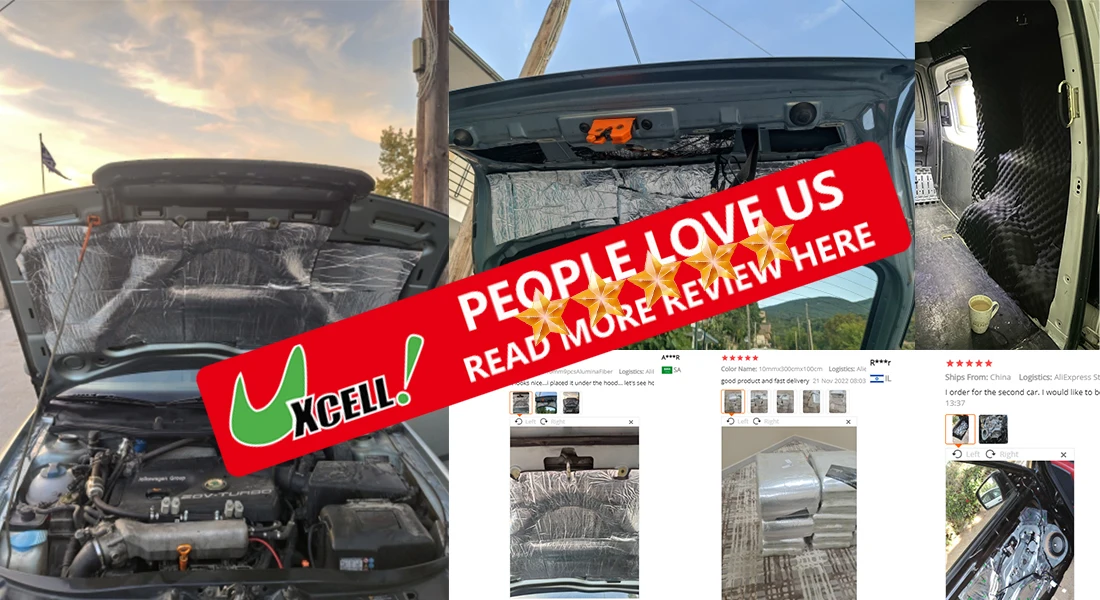 Uxcell Car Firewall Heat Sound Deadener Insulation Mat Aluminium Coating Cotton Self-adhesive Noise Insulation 5mm 10mm