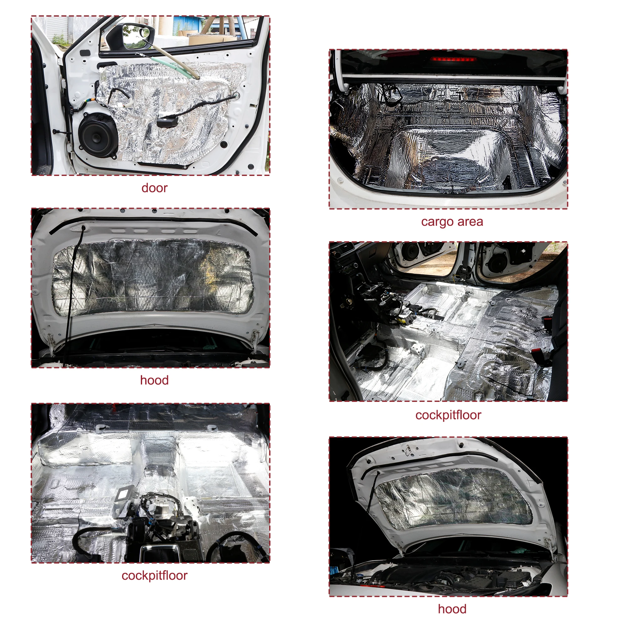 Uxcell Car Firewall Heat Sound Deadener Insulation Mat Aluminium Coating Cotton Self-adhesive Noise Insulation 5mm 10mm
