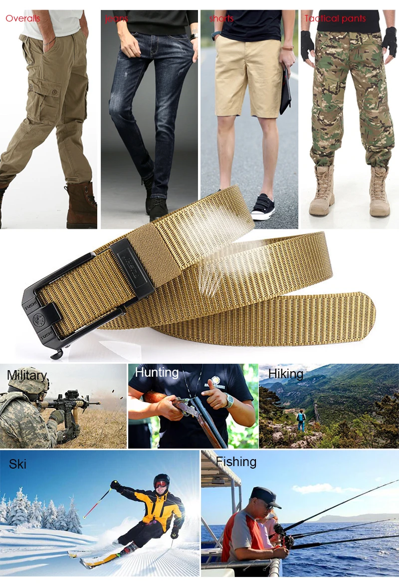 VATLTY Automatic Buckle Belt for Men 34mm Real Nylon Military Tactical Belt Non Slip Hiking Hunting Belt Male Envio Gratis