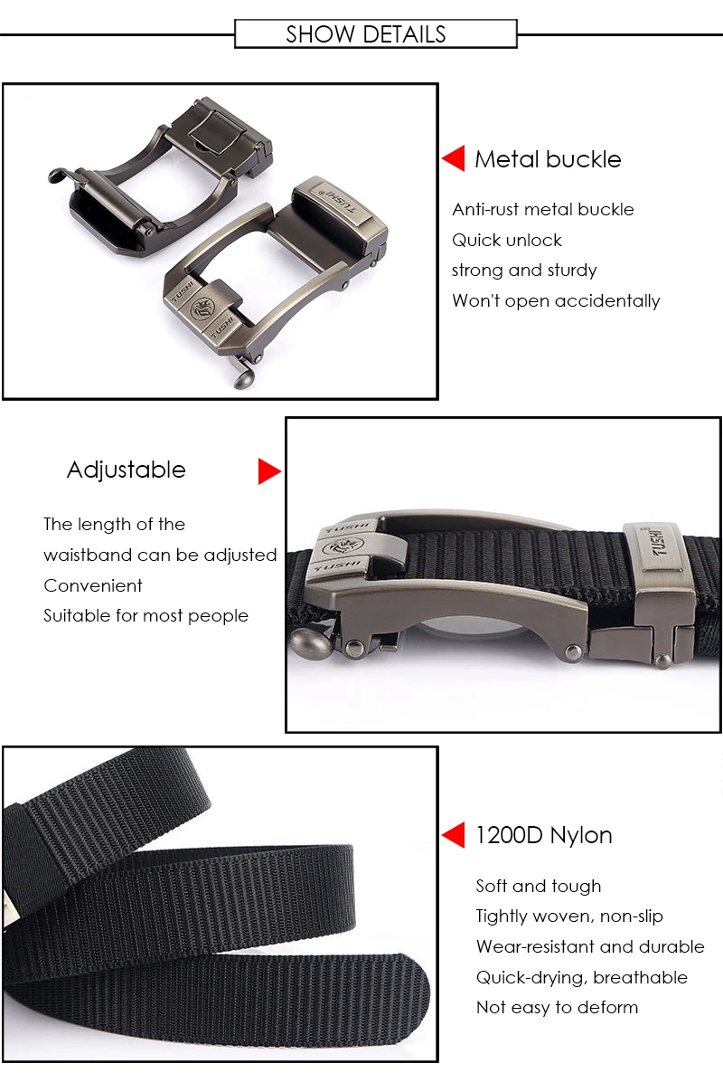 VATLTY Automatic Buckle Belt for Men 34mm Real Nylon Military Tactical Belt Non Slip Hiking Hunting Belt Male Envio Gratis