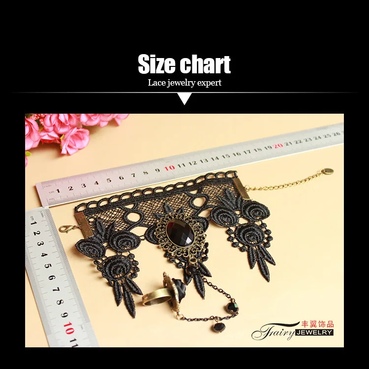 2026 New Model Gothic Steampunk Lace Cuff Fingerless Glove Arm Warmer Bracelet Black Halloween Accessories