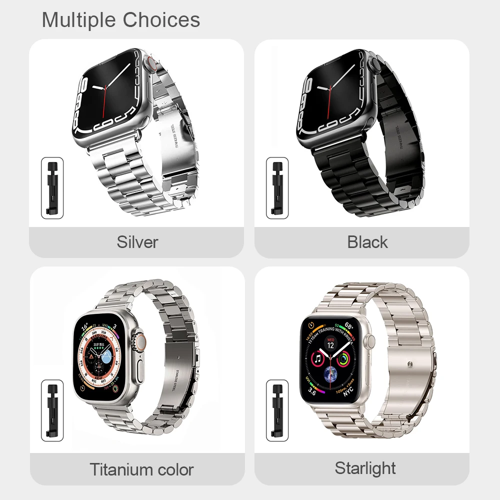 Stainless Steel Strap For Apple Watch Band 45mm Ultra 49mm 41mm 40mm 44mm 46mm Strap Metal Bracelet For Iwatch Series 11 10 42mm