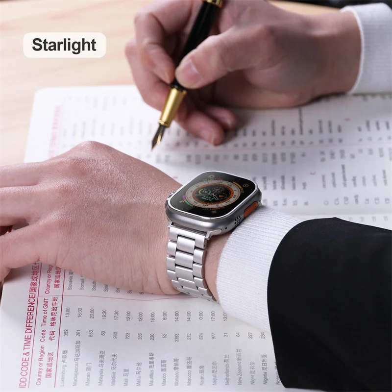 Stainless Steel Strap For Apple Watch Band 45mm Ultra 49mm 41mm 40mm 44mm 46mm Strap Metal Bracelet For Iwatch Series 11 10 42mm