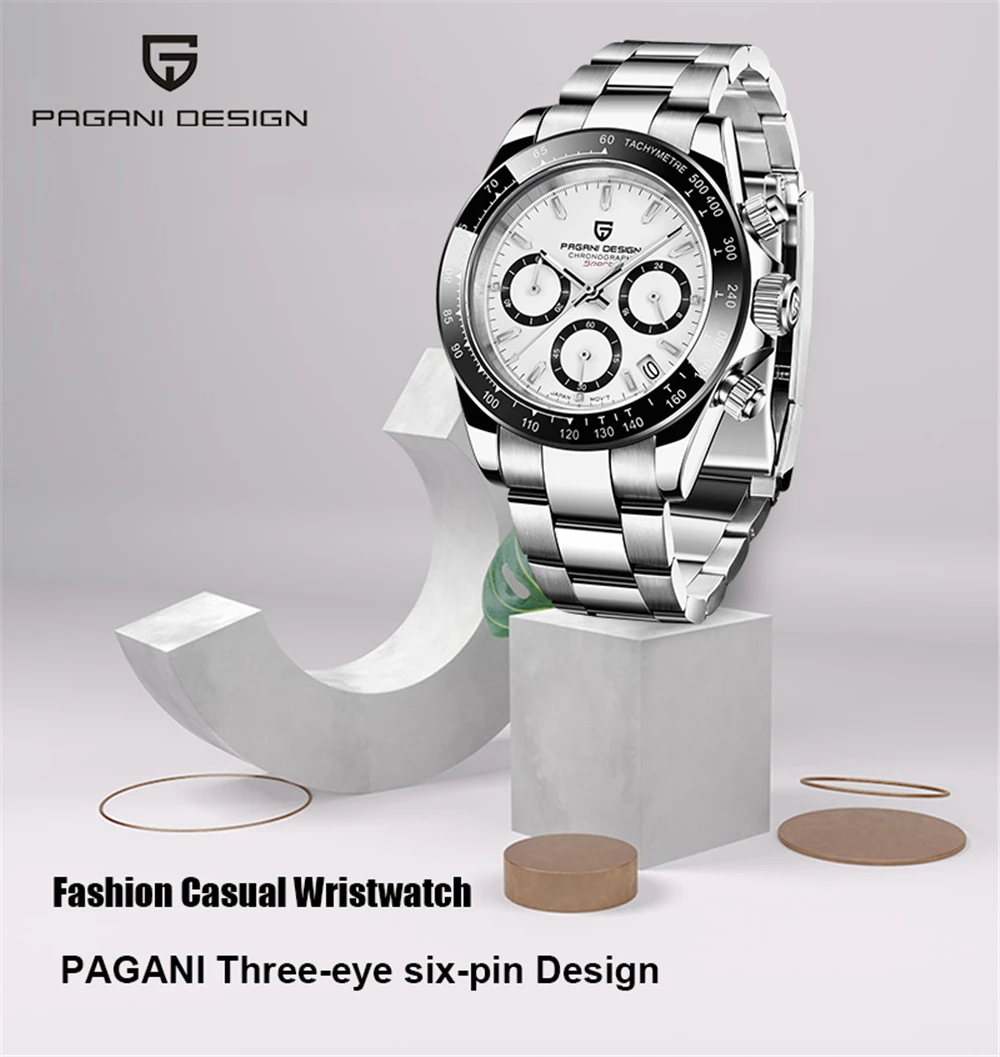 2026 New PAGANI Design Top Brand Men's Sports Quartz Watches Sapphire Stainless Steel Waterproof Chronograph Luxury Reloj Hombre