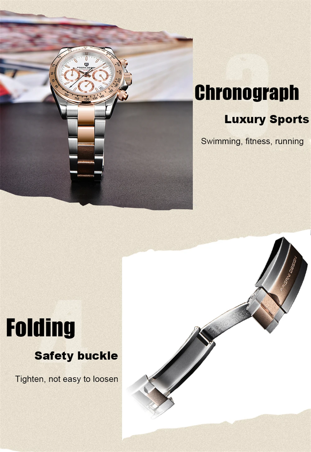 2026 New PAGANI Design Top Brand Men's Sports Quartz Watches Sapphire Stainless Steel Waterproof Chronograph Luxury Reloj Hombre