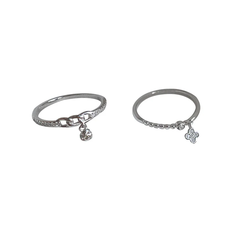 New Fashion Chain Rose Flowers Pendant Rings for Women Personality Zircon Opening Ring Anniversary Romance Jewelry