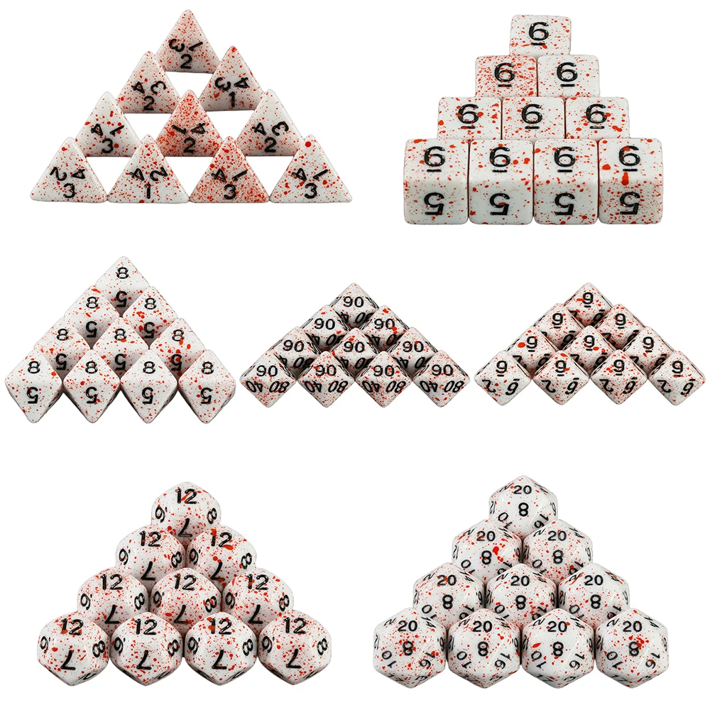 Dormia Dice DND Accessories Opaque White Acrylic Polyhedral Dice Set With Special Blood Effect For Table Board Role Playing Game