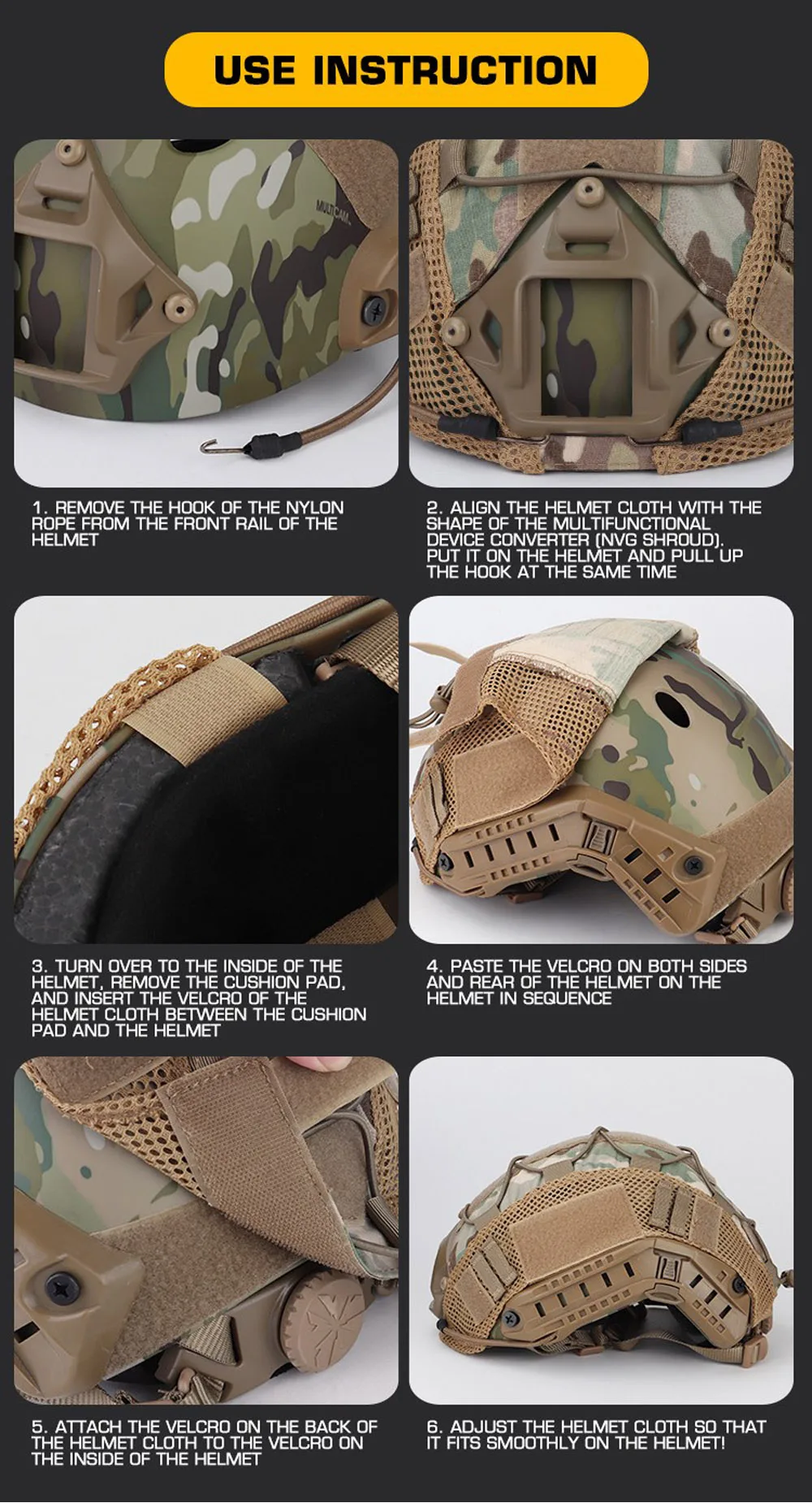 Camouflage Helmet Cover For Ops-Core PJ/BJ/MH Fast Helmet Cover Tactical Militar Hunting CS Wargame Outdoor Sport