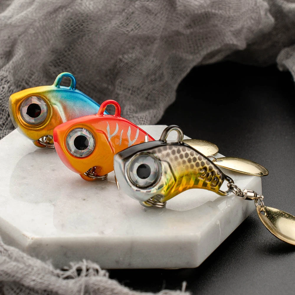 Wobble Rotating Metal VIB Vibration Bait Spinner Spoon Jig Fishing Lures 10g 20g 30g Artificial Hard Baits Sequins Pesca Lure