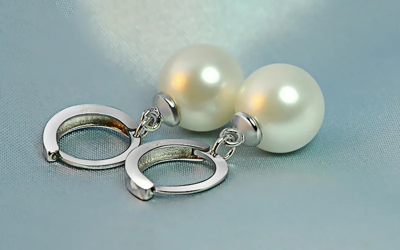 JewelryTop Freshwater Pearl 925 Sterling Silver Earrings Crystal Jewelry for Wemon Wedding Gift Party Classic