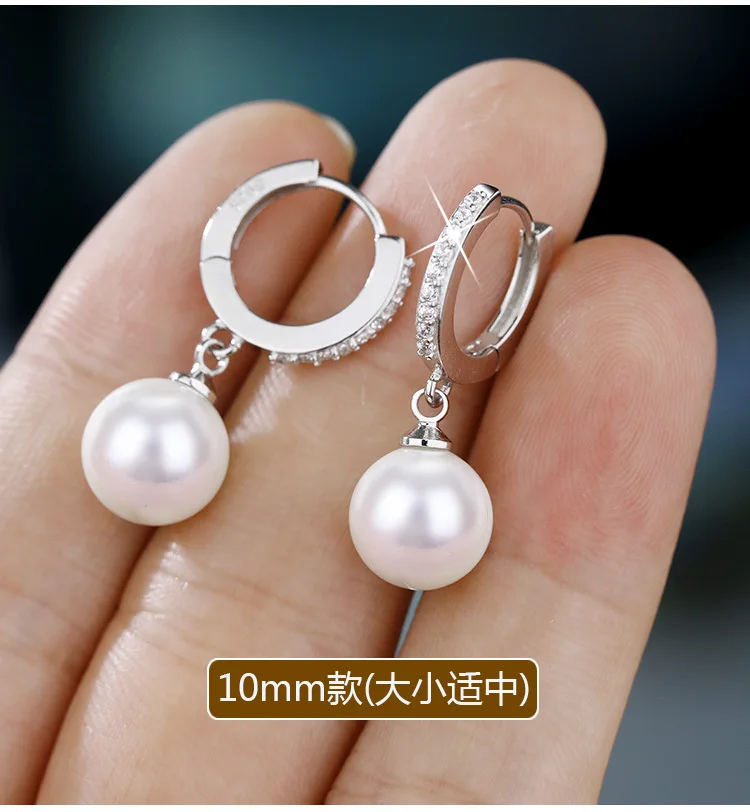 JewelryTop Freshwater Pearl 925 Sterling Silver Earrings Crystal Jewelry for Wemon Wedding Gift Party Classic