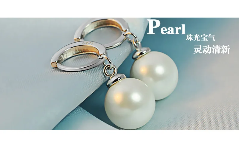 JewelryTop Freshwater Pearl 925 Sterling Silver Earrings Crystal Jewelry for Wemon Wedding Gift Party Classic