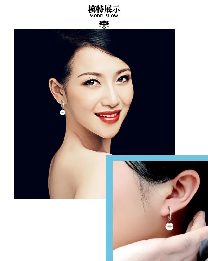 JewelryTop Freshwater Pearl 925 Sterling Silver Earrings Crystal Jewelry for Wemon Wedding Gift Party Classic