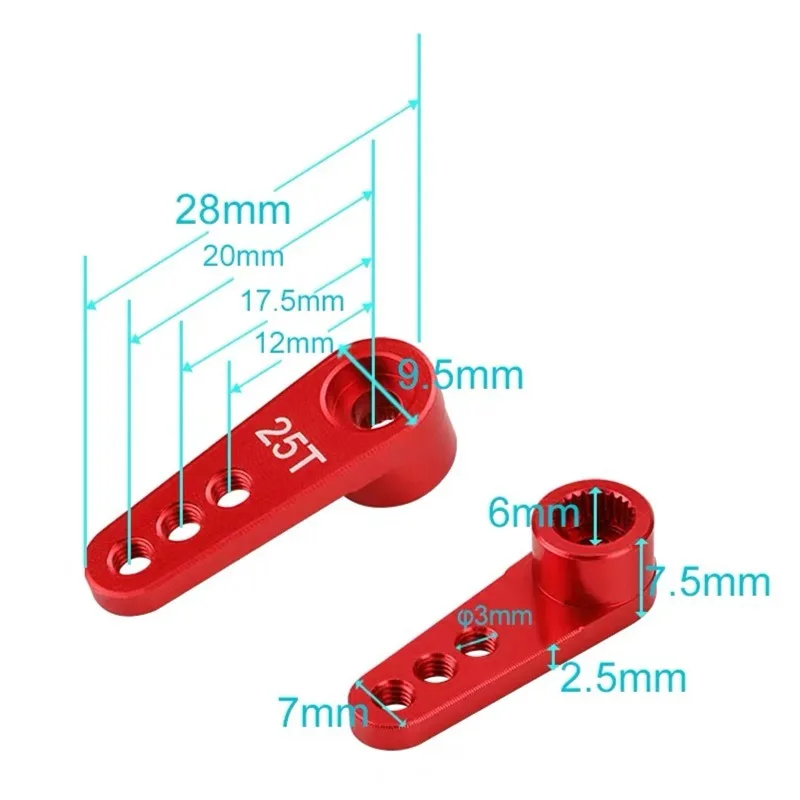 42mm 37mm 28mm 25T M3 Aluminum RC Servo Arm Horn Single Arm/Dual Arm for Futaba Savox Xcore HL HSP HD Power RC Tools