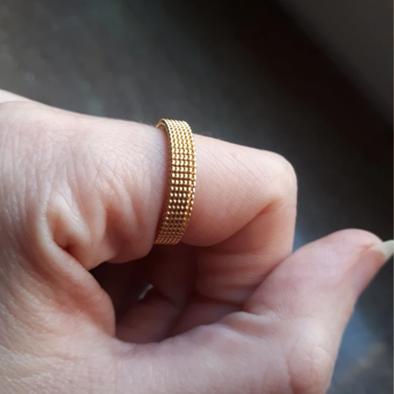 2025 Fashion New Mens Modern Stainless Steel Mesh Band Ring 4mm 8mm Wide For Men Women Retro Jewelry Gift Wholesale