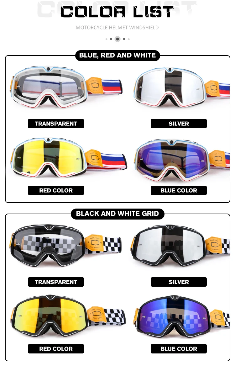 Retro Motorcycle Goggles Ski Glasses Sunglasses ATV Goggles Non-slip Belt AntiUV Cafe Racer Chopper Cycling Racing Free Shipping