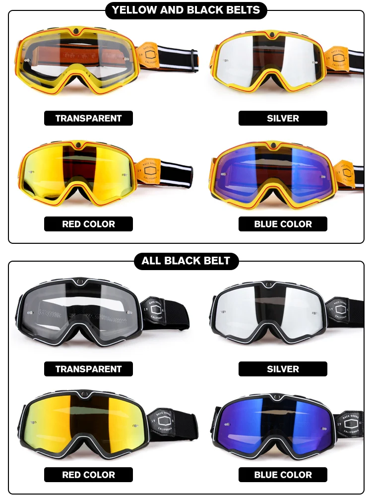 Retro Motorcycle Goggles Ski Glasses Sunglasses ATV Goggles Non-slip Belt AntiUV Cafe Racer Chopper Cycling Racing Free Shipping