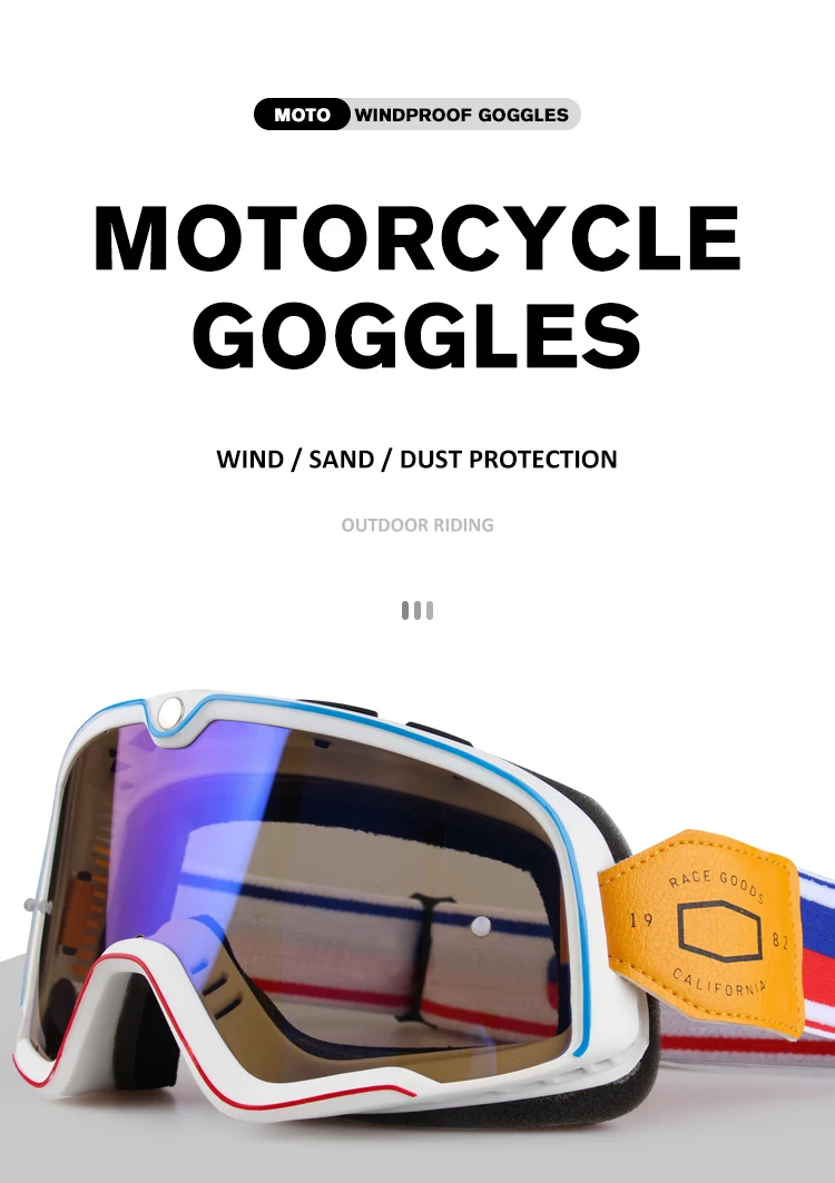 Retro Motorcycle Goggles Ski Glasses Sunglasses ATV Goggles Non-slip Belt AntiUV Cafe Racer Chopper Cycling Racing Free Shipping