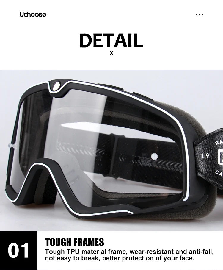 Retro Motorcycle Goggles Ski Glasses Sunglasses ATV Goggles Non-slip Belt AntiUV Cafe Racer Chopper Cycling Racing Free Shipping