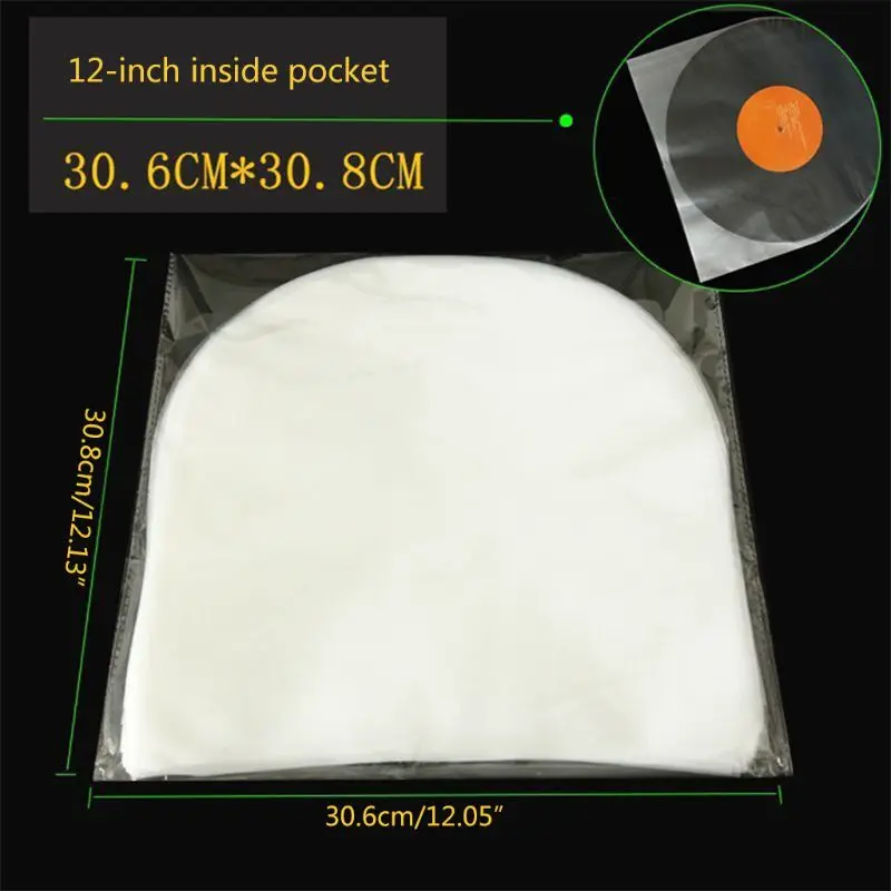 50Pcs 12" Clear Vinyl Record Protecter LP Record Plastic Bags Anti-static Record Sleeves Vinyl Record Inner Film Bag