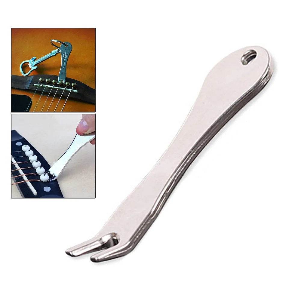 Guitar Bridge Pin Remover String Nail Peg Puller Tool Chrome Metal Acoustic Folk Bass Pulling Bridge Handy Extractor Accessory