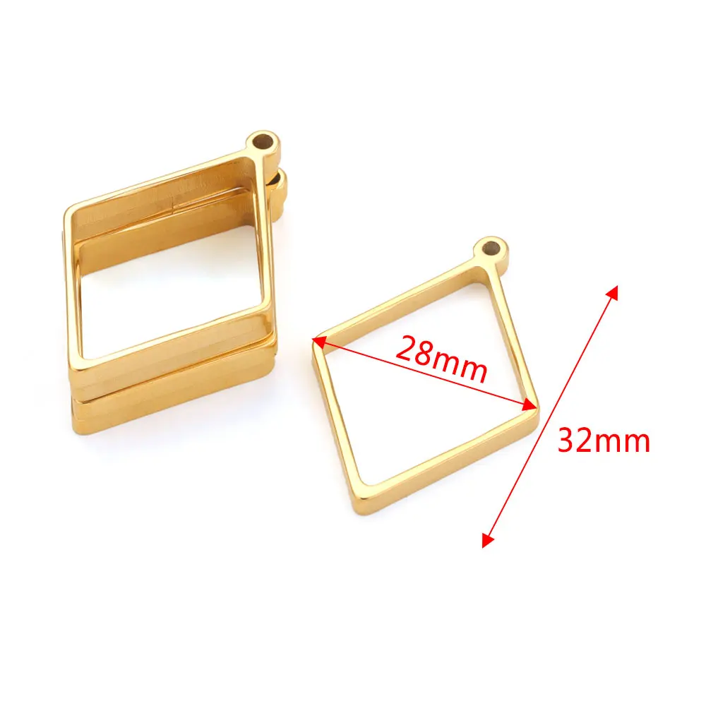 10pcs Stainless Steel Geometric Figure Charm Hollow Glue Blank Pendant Tray Bezel Charms For Jewelry Making Supplies Findings