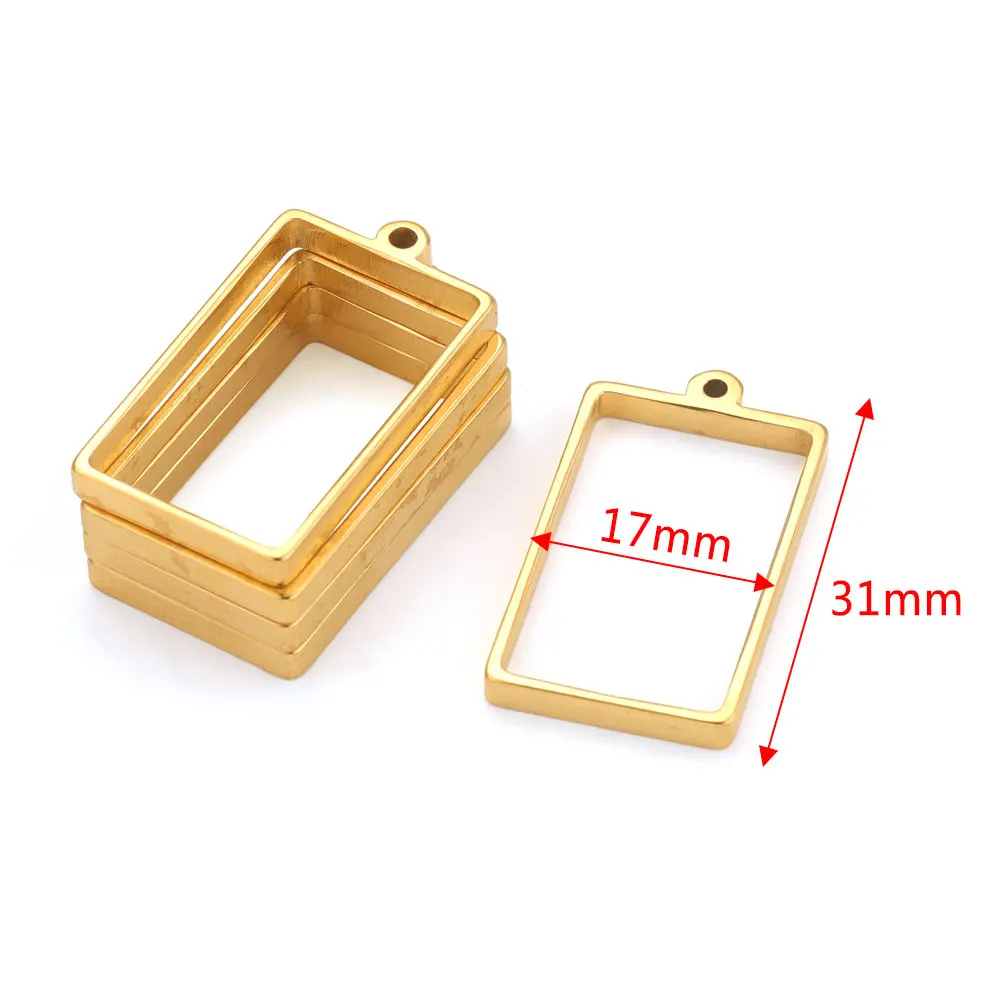 10pcs Stainless Steel Geometric Figure Charm Hollow Glue Blank Pendant Tray Bezel Charms For Jewelry Making Supplies Findings