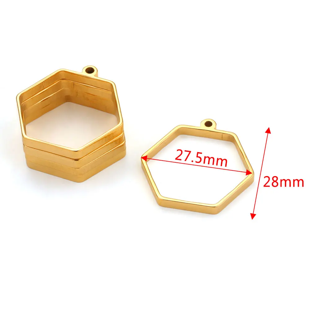 10pcs Stainless Steel Geometric Figure Charm Hollow Glue Blank Pendant Tray Bezel Charms For Jewelry Making Supplies Findings