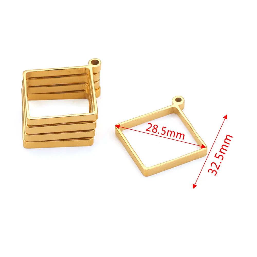 10pcs Stainless Steel Geometric Figure Charm Hollow Glue Blank Pendant Tray Bezel Charms For Jewelry Making Supplies Findings