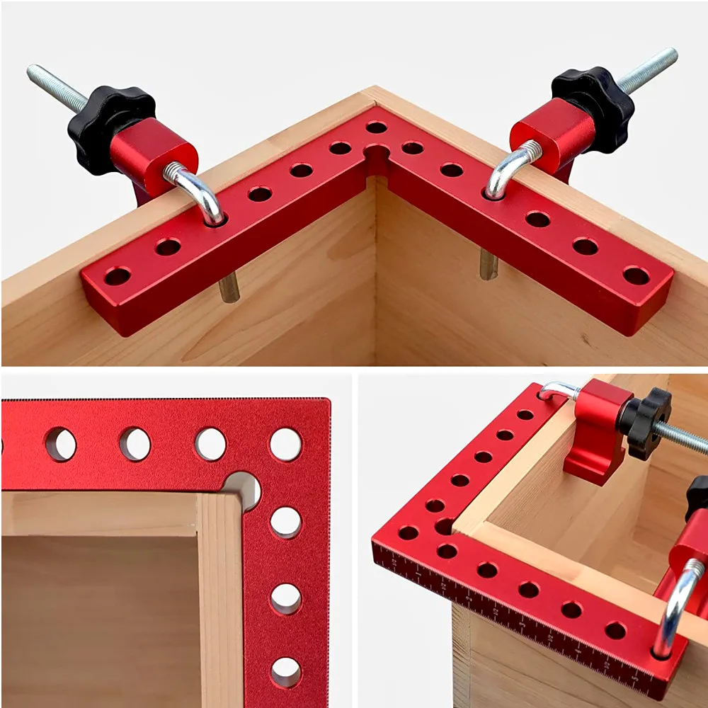 4 Pack 90 Degree Aluminium Alloy Positioning Squares Right Angle Clip L-Type Corner Clamp Woodworking Carpenter Clamping Tool