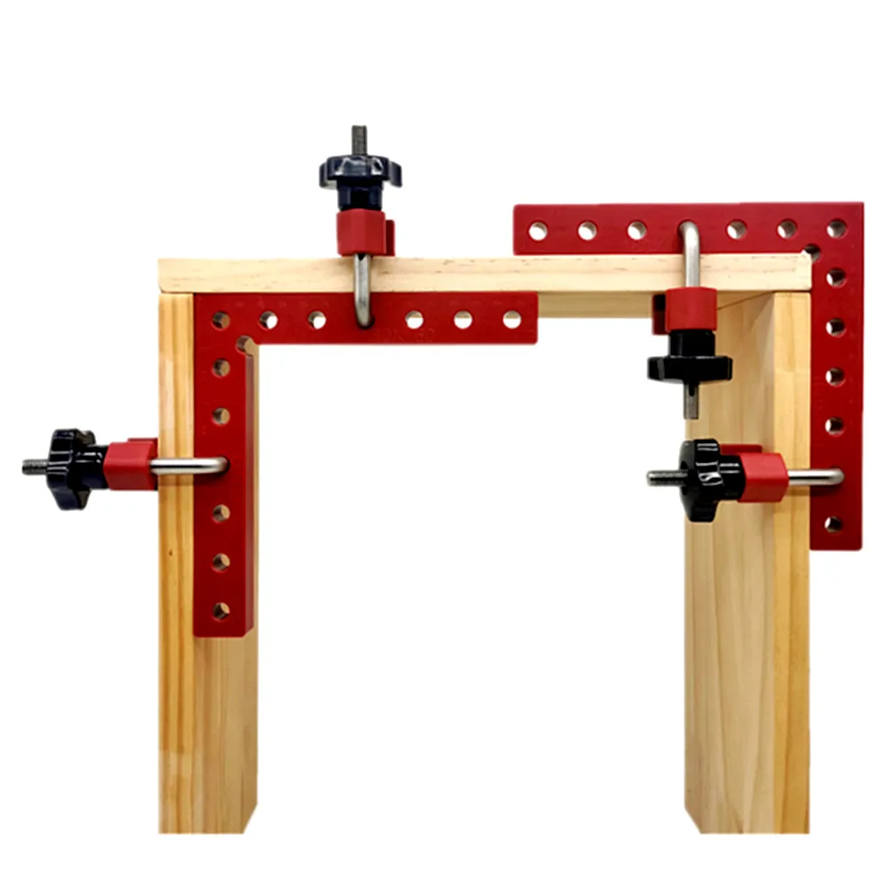 4 Pack 90 Degree Aluminium Alloy Positioning Squares Right Angle Clip L-Type Corner Clamp Woodworking Carpenter Clamping Tool
