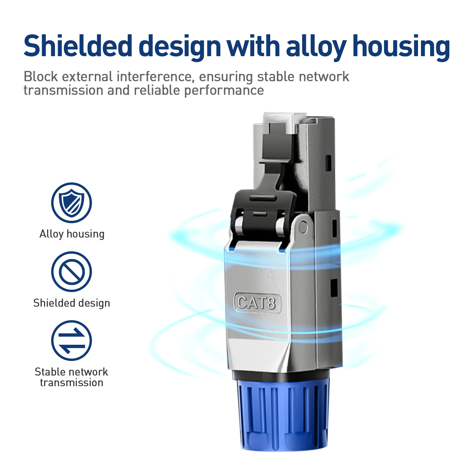 ZoeRax RJ45 CAT8 CAT7 CAT6A Toolless Ethernet Cable Connector Shielded 40/10Gbps Network Cable Plug for 22~24AWG STP Lan Cable