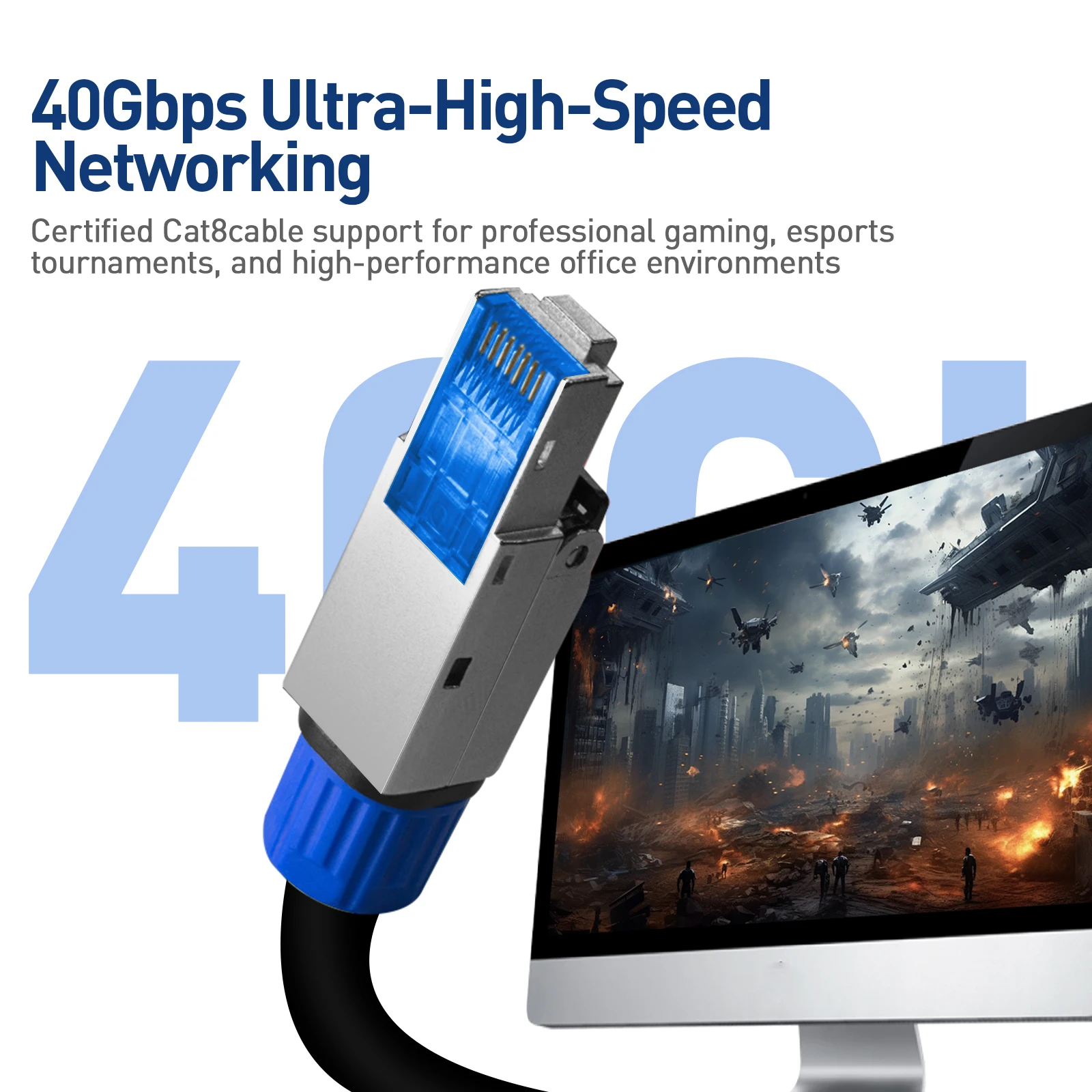 ZoeRax RJ45 CAT8 CAT7 CAT6A Toolless Ethernet Cable Connector Shielded 40/10Gbps Network Cable Plug for 22~24AWG STP Lan Cable