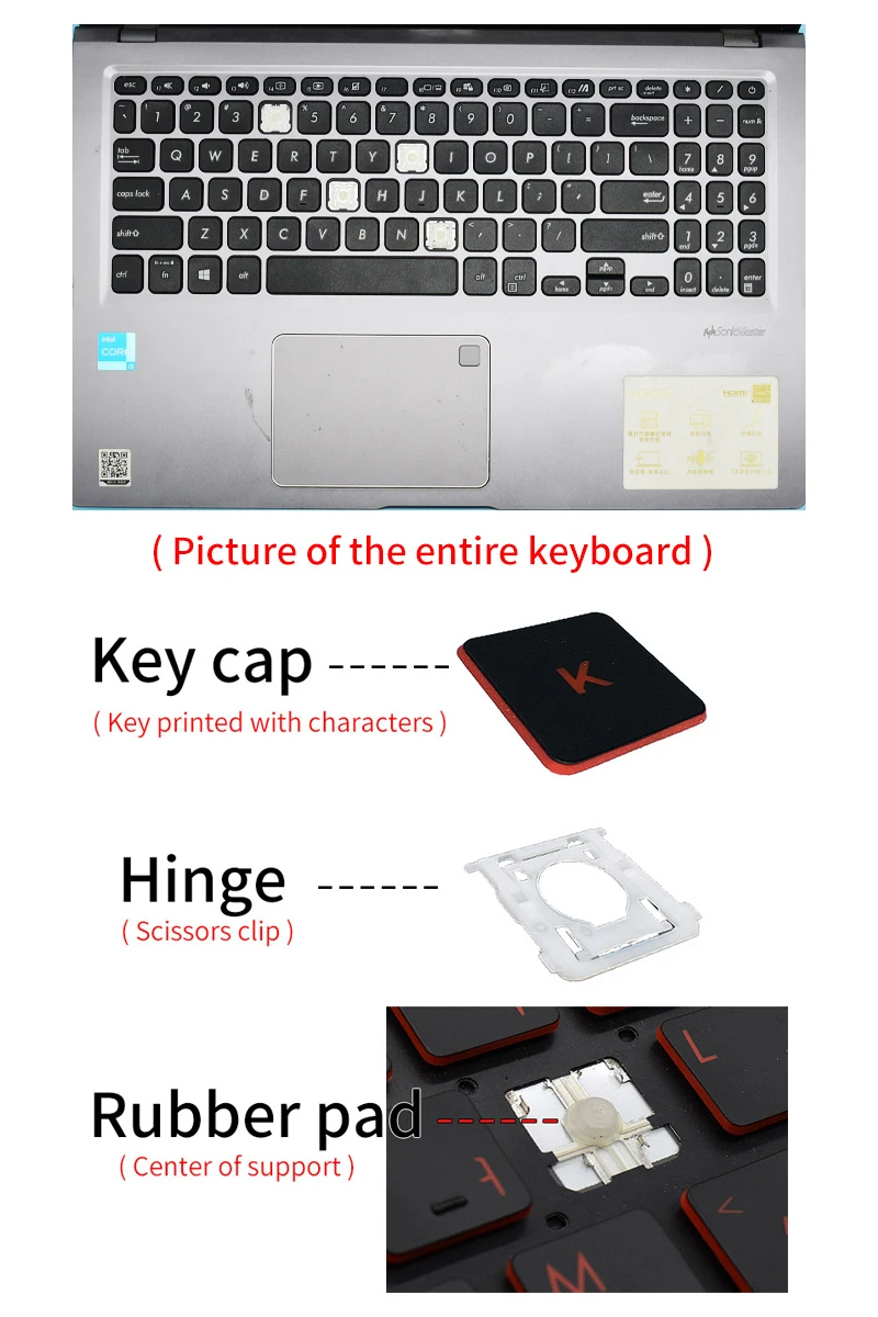 Replacement RU/US Key Cap For Huawei MateBook D14/D15/14/15/X 2020/X Pro/Honor MagicBook 14/15/Pro 16.1 Keyboard Keys Keycaps