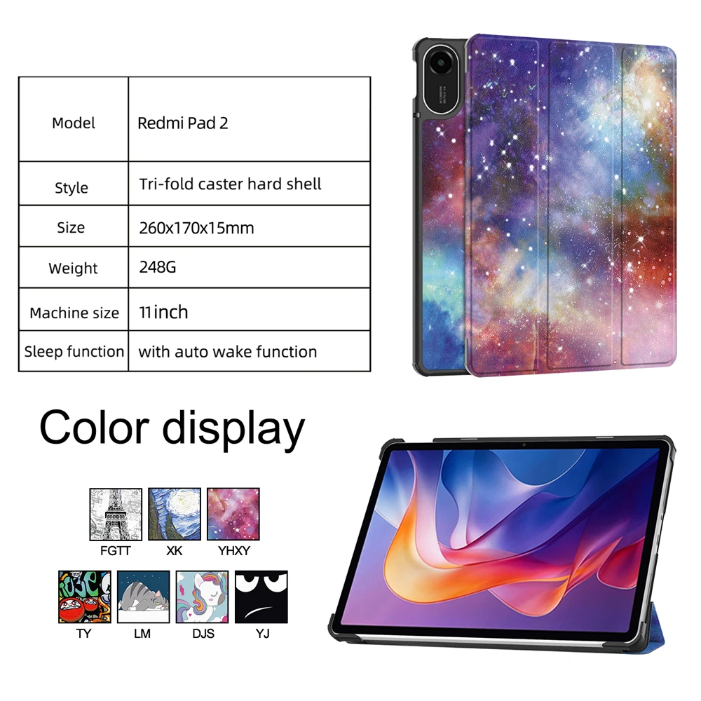 Funda For Xiaomi Redmi Pad 2 Case 11 inch PU Leather Tri-Folding Magnetic Stand Back Tablet Cover for Redmi Pad 2 2025 Case