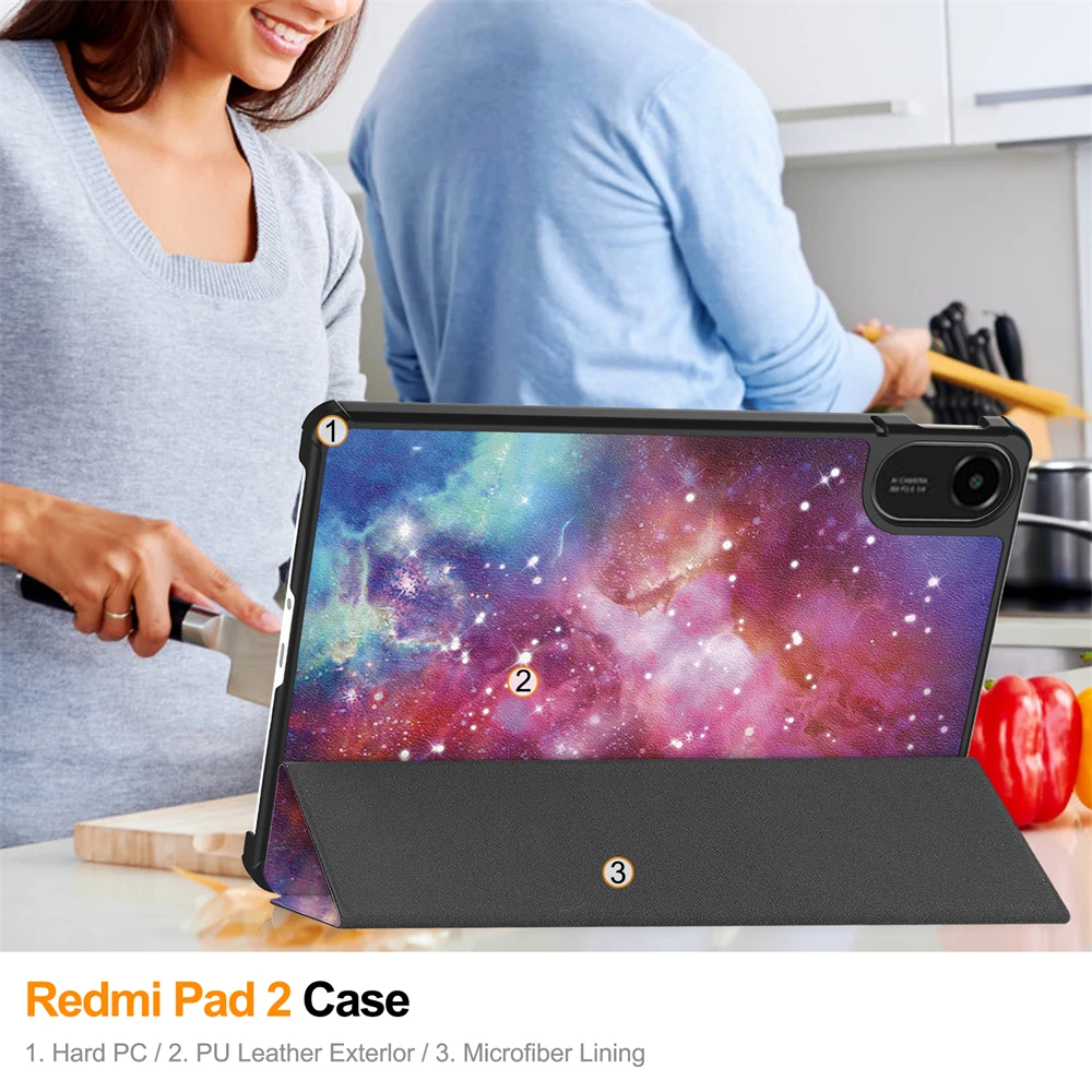 Funda For Xiaomi Redmi Pad 2 Case 11 inch PU Leather Tri-Folding Magnetic Stand Back Tablet Cover for Redmi Pad 2 2025 Case