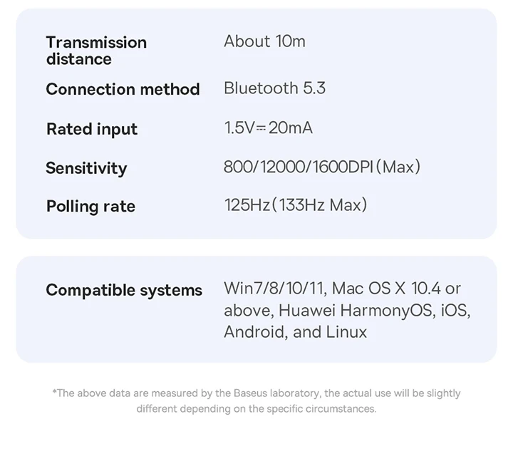 Baseus Wireless Mouse Bluetooth 5.3 2.4GHz Ergonomic 7 Silent Buttons Free Mouse Pad for MacBook Tablet Laptop Computer PC Mice
