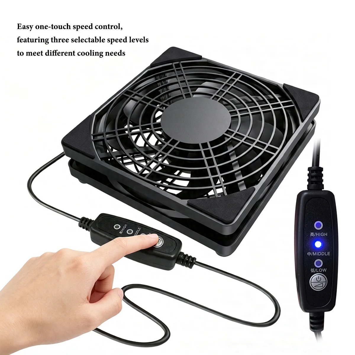 5V USB router cooling fan, with three-speed adjustable function. Style is suitable for cooling various devices.
