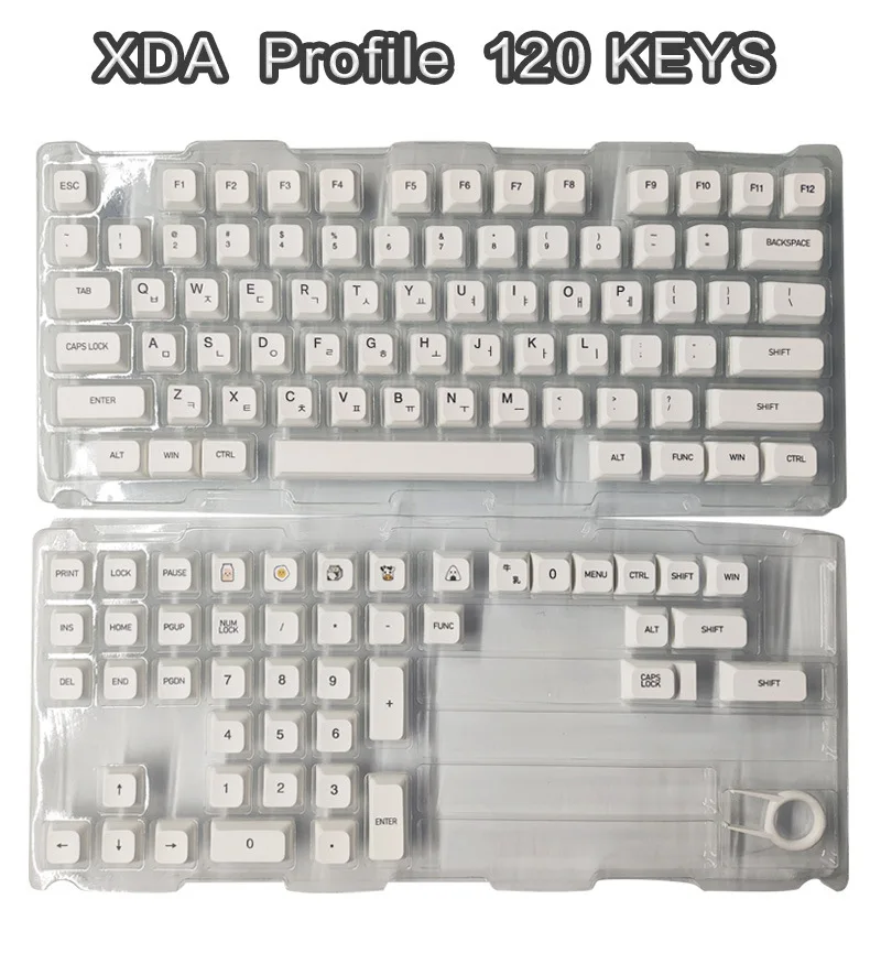 Minimalist White PBT Keycaps 120 Keys Korean Spanish English Multilingual XDA Profile for Mechanical Keyboard Magnetic Keyboard