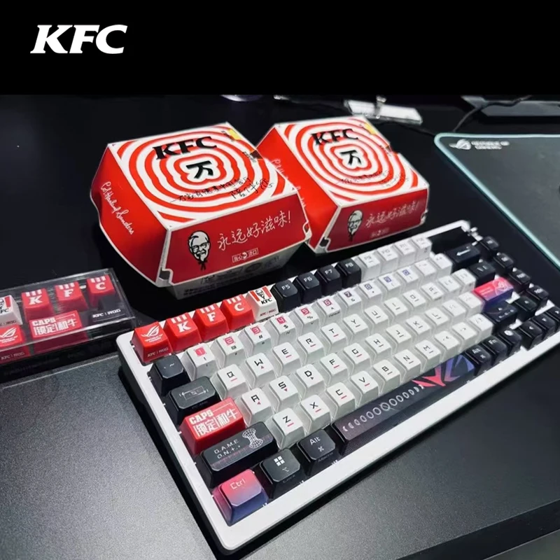 Kfc Keycap Mechanical Keyboard Rog Collaboration Diy Model Anime Cartoon Peripheral Toy Set Collection Ornaments Fans Gifts