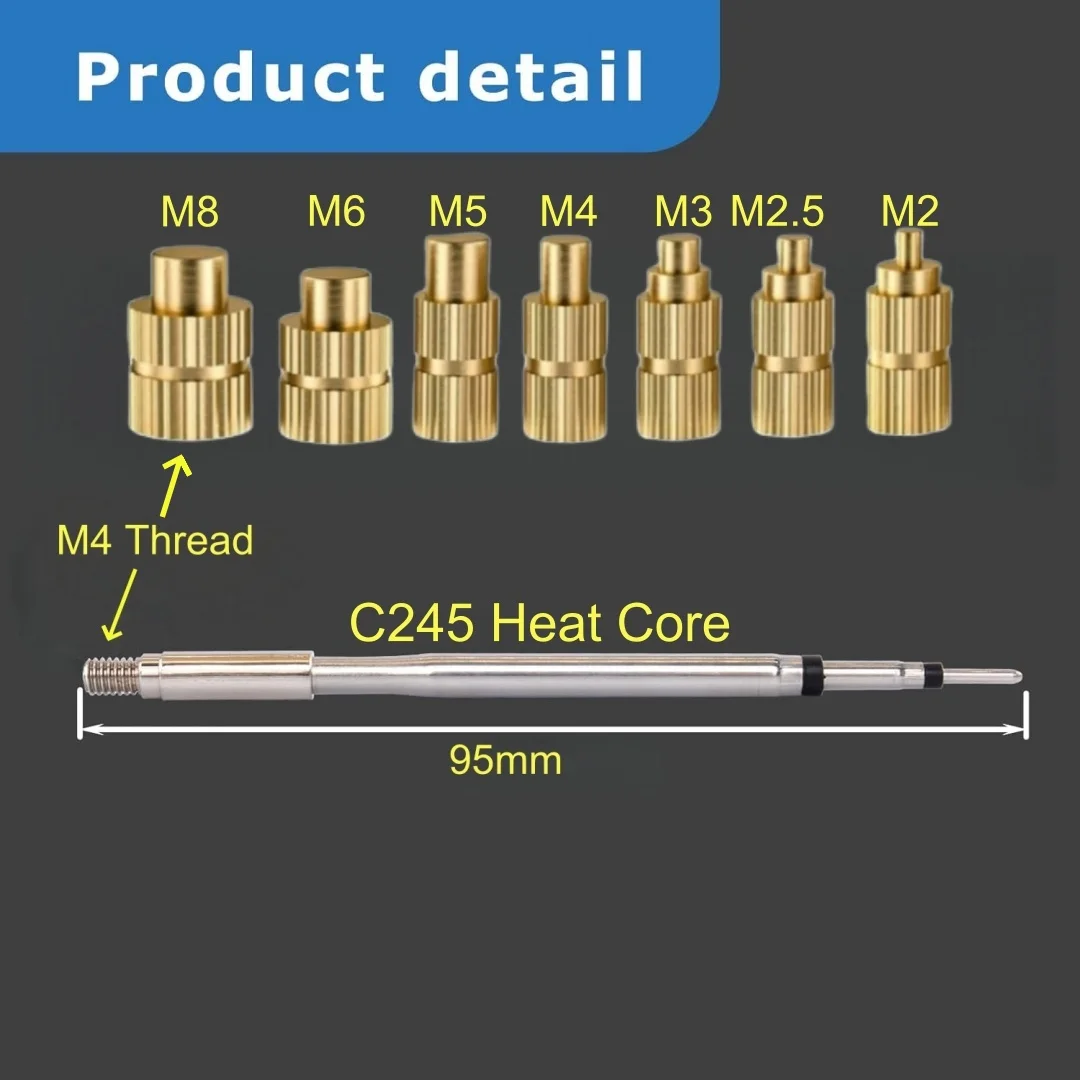 C245 Soldering Tips Adaptor For Hot Melt Brass Nut M2-M8 Embedded Kit Fit For JCB T45-A/PA/B/C GVM245 HS02A T80P