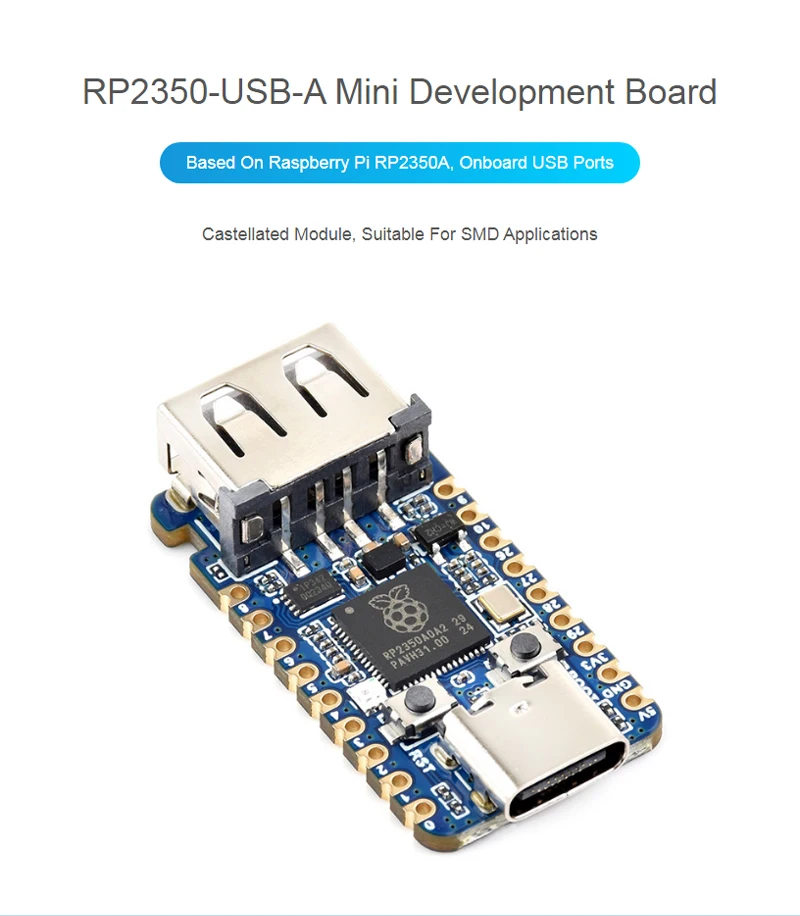 Raspberry Pi Pico 2 RP2350 USB A Mini Development Board RP2350A Compatible With USB 2.0/1.1 Transmission